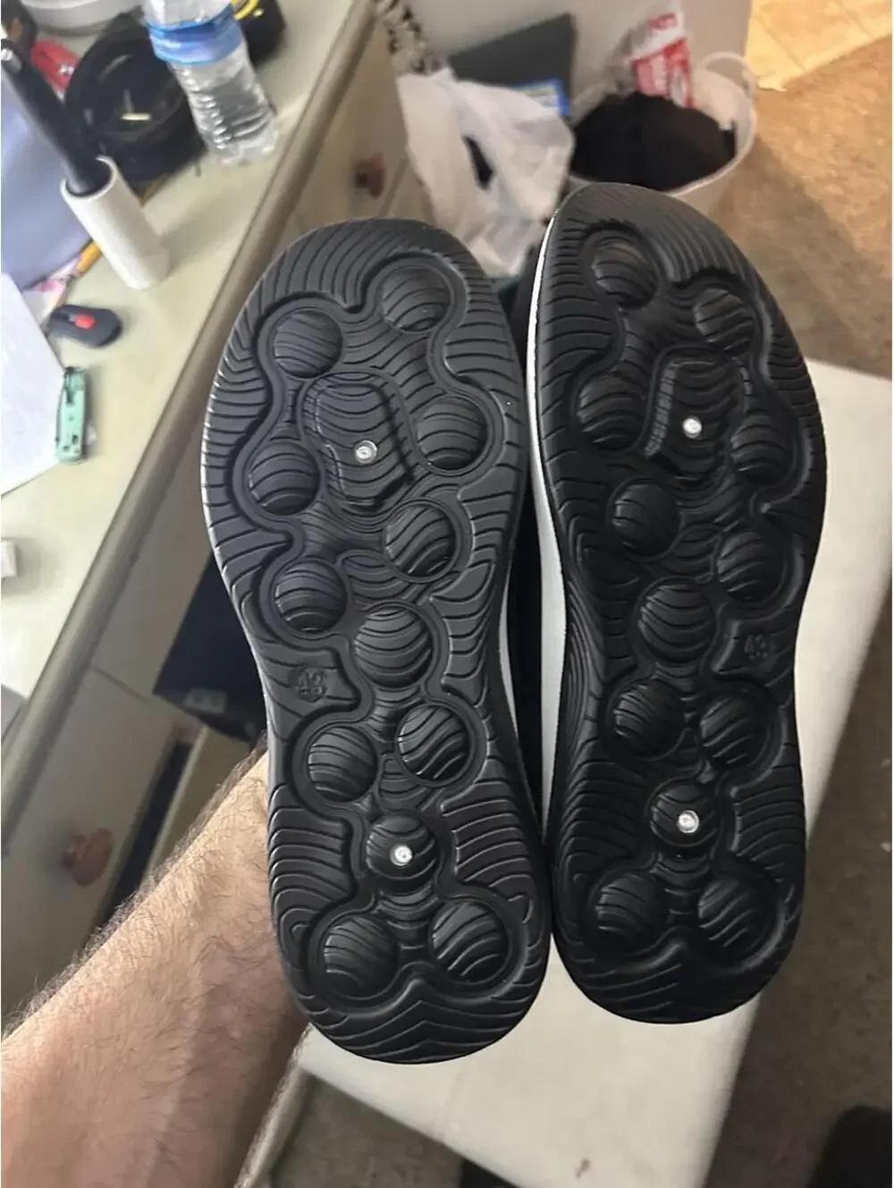 Brand new Black slip-on sneakers with white sole